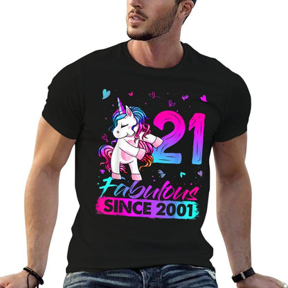 21 Years Old Unicorn Flossing 21st Birthday Unicorn Party  Polyester Blend T-Shirt