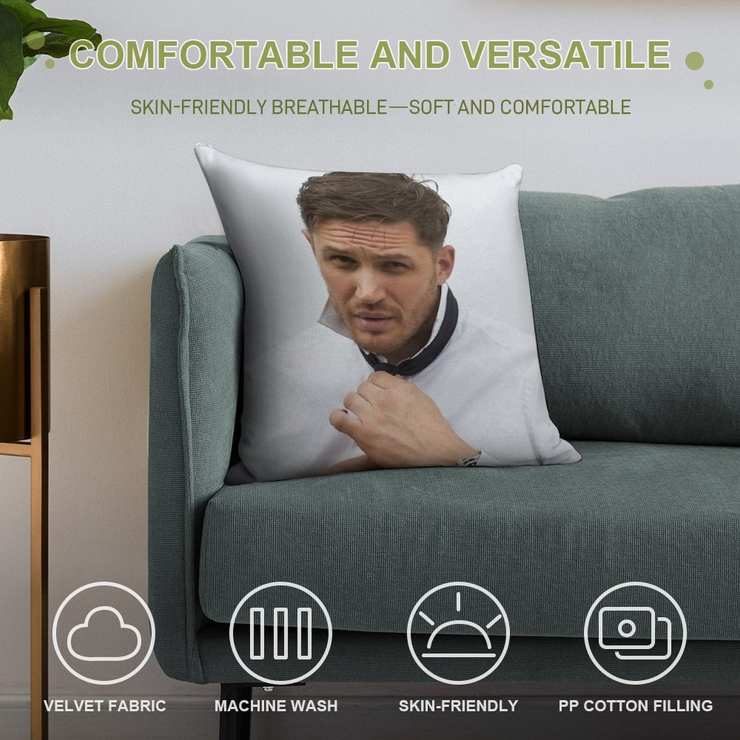 Tom Hardy Soft Fade-Resistant Throw Pillow