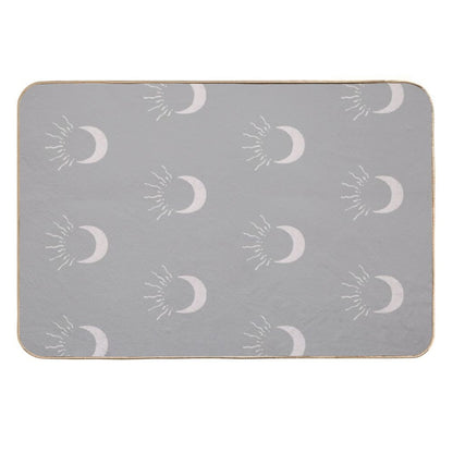 Cute Sun And Moon Design Boho Aesthetic In Muted Colors Gray Taupe  Long-Lasting Bath Mat