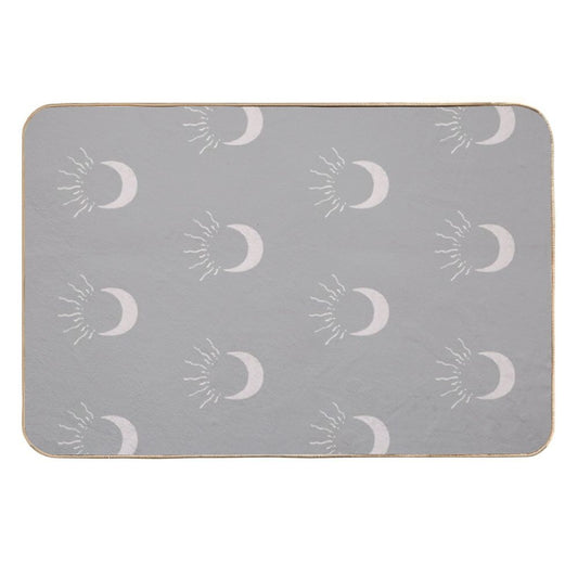 Cute Sun And Moon Design Boho Aesthetic In Muted Colors Gray Taupe  Long-Lasting Bath Mat