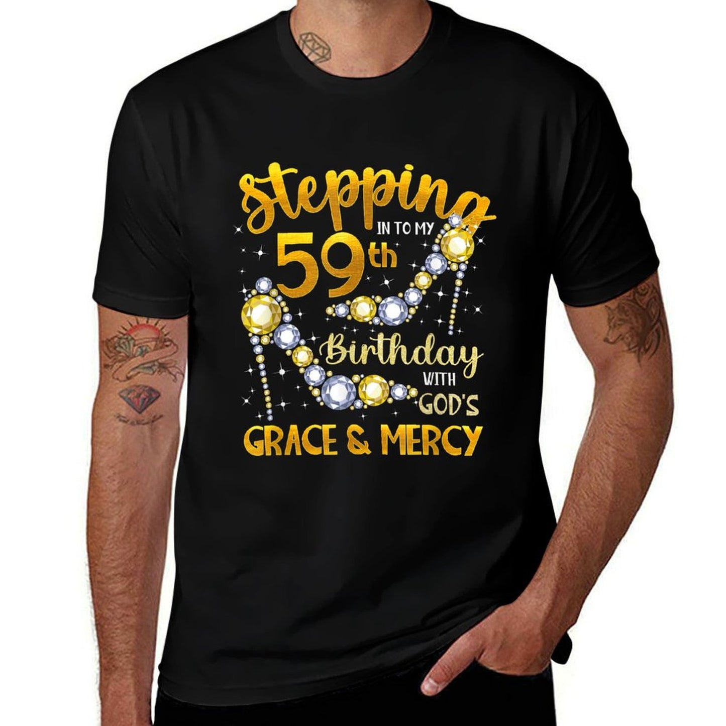 Stepping Into My 59th Birthday With God'S Grace & Mercy  Polyester Blend T-Shirt