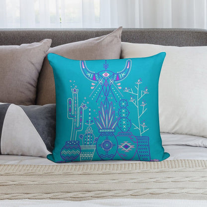Santa Fe Garden – Blue & Purple Soft Bedroom Essential Throw Pillow