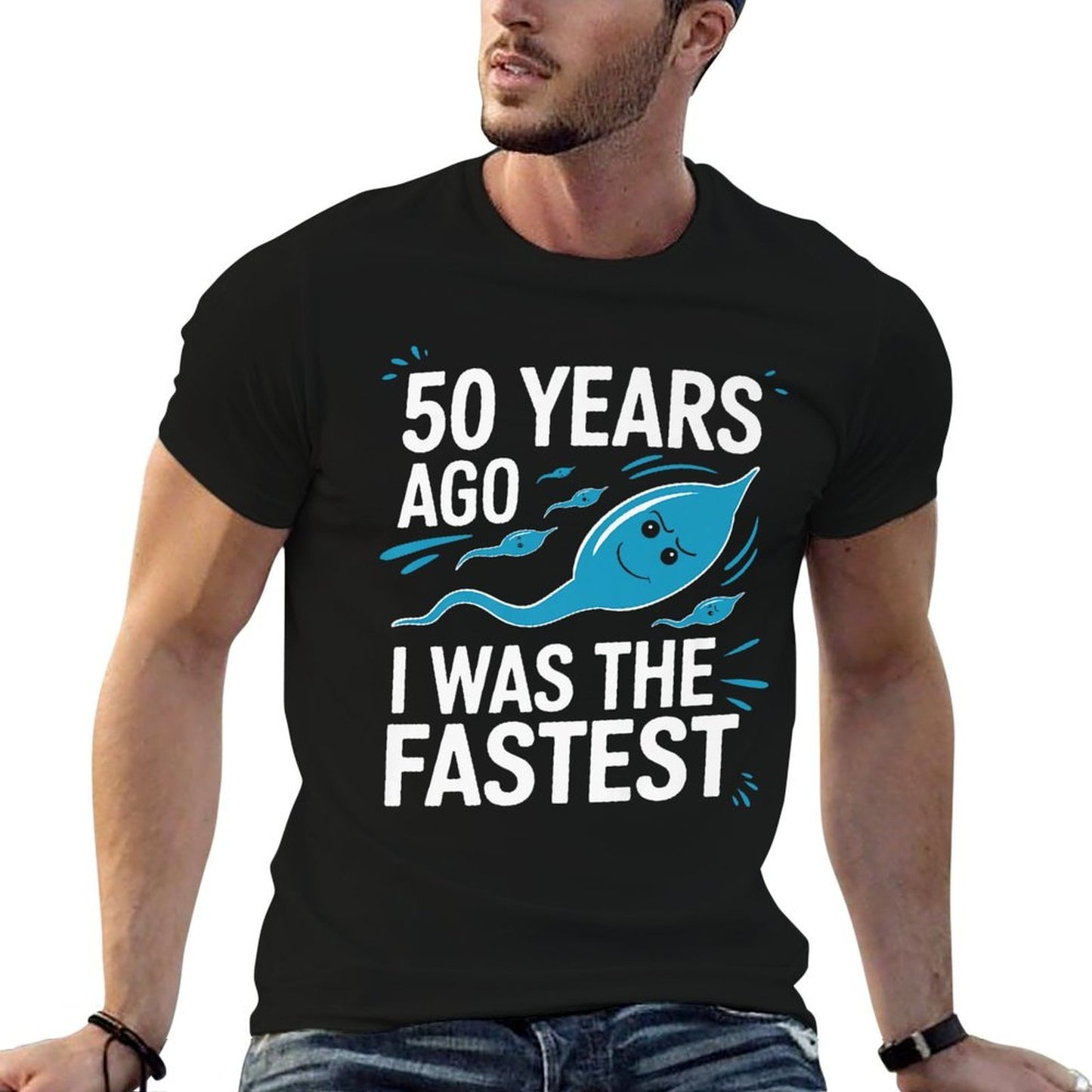 Mens Gag 50 Years Ago I Was The Fastest 50th Birthday Premium  Quick-drying T-Shirt