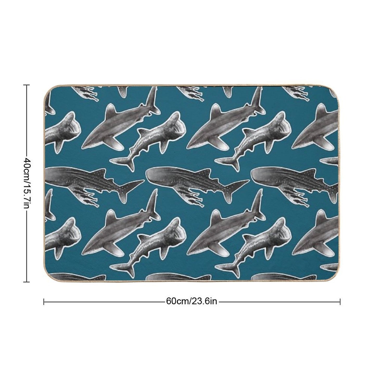 Infinity Sharks  Oceanic Whitetip Shark, Basking Shark, Whale Shark Durable Bath Mat