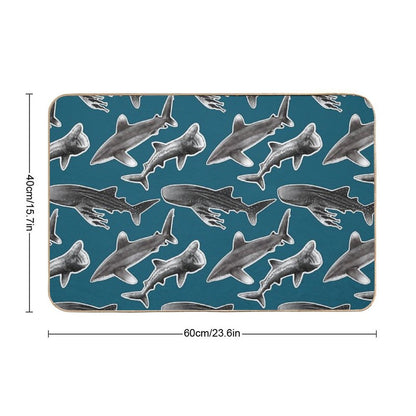 Infinity Sharks  Oceanic Whitetip Shark, Basking Shark, Whale Shark Durable Bath Mat