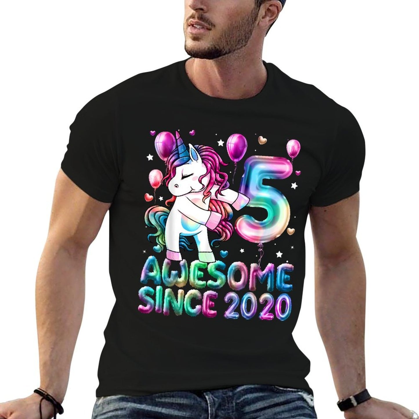 Flossing Unicorn 5 Year Old 5th Birthday Girl Unicorn Party  Polyester Blend T-Shirt
