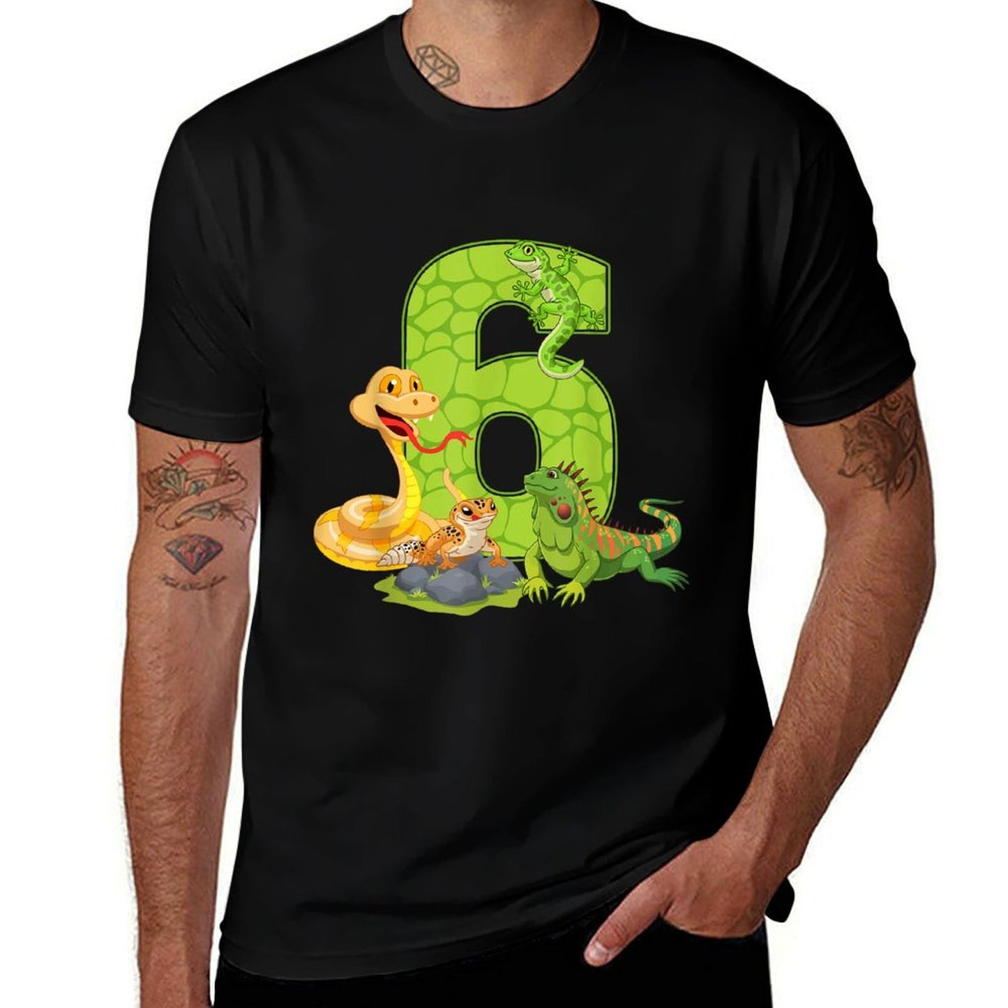 6th Birthday Snake Lizard Reptile 6 Year Old Birthday Party  Slim-fit Cut T-Shirt