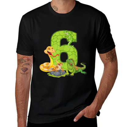 6th Birthday Snake Lizard Reptile 6 Year Old Birthday Party  Slim-fit Cut T-Shirt