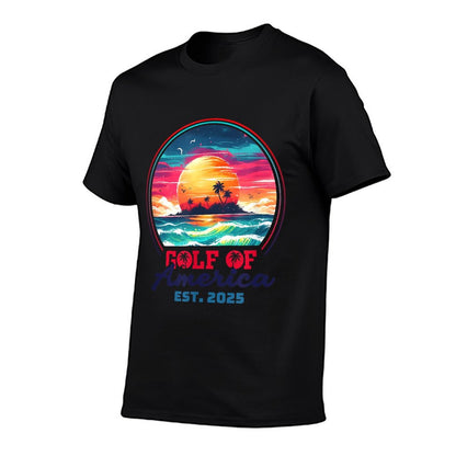 Funny USA America Shirt Gulf Of Us America Est 2025 Ribbed Collar T-Shirt