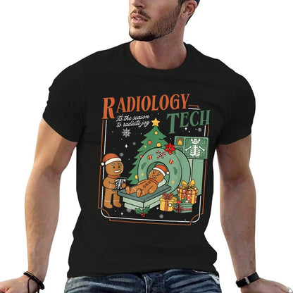 Christmas Radiology Tech Funny Gingerbread Man Radiate Joy  Graphic-printed T-Shirt