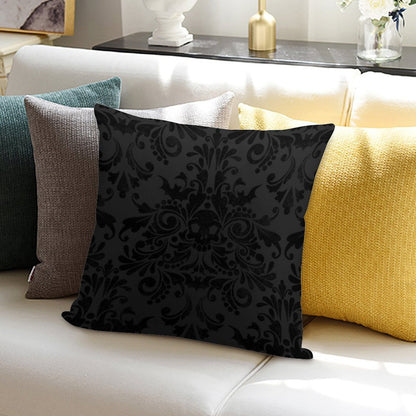 Skull Damask Pattern - Grey Soft Warmth Comfort Throw Pillow