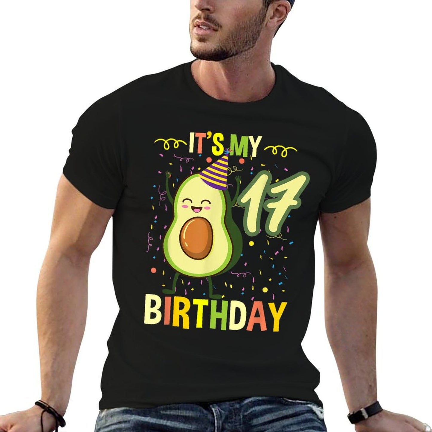 Its My 17th Birthday Avocado  Oversized Silhouette T-Shirt