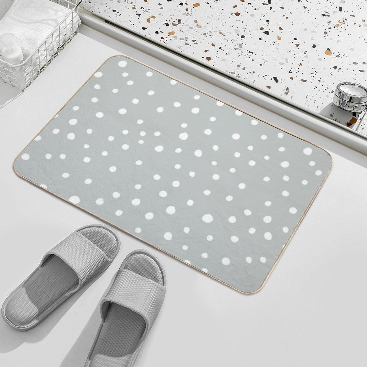 Doodle Dots - Gray  Versatile Bath Mat