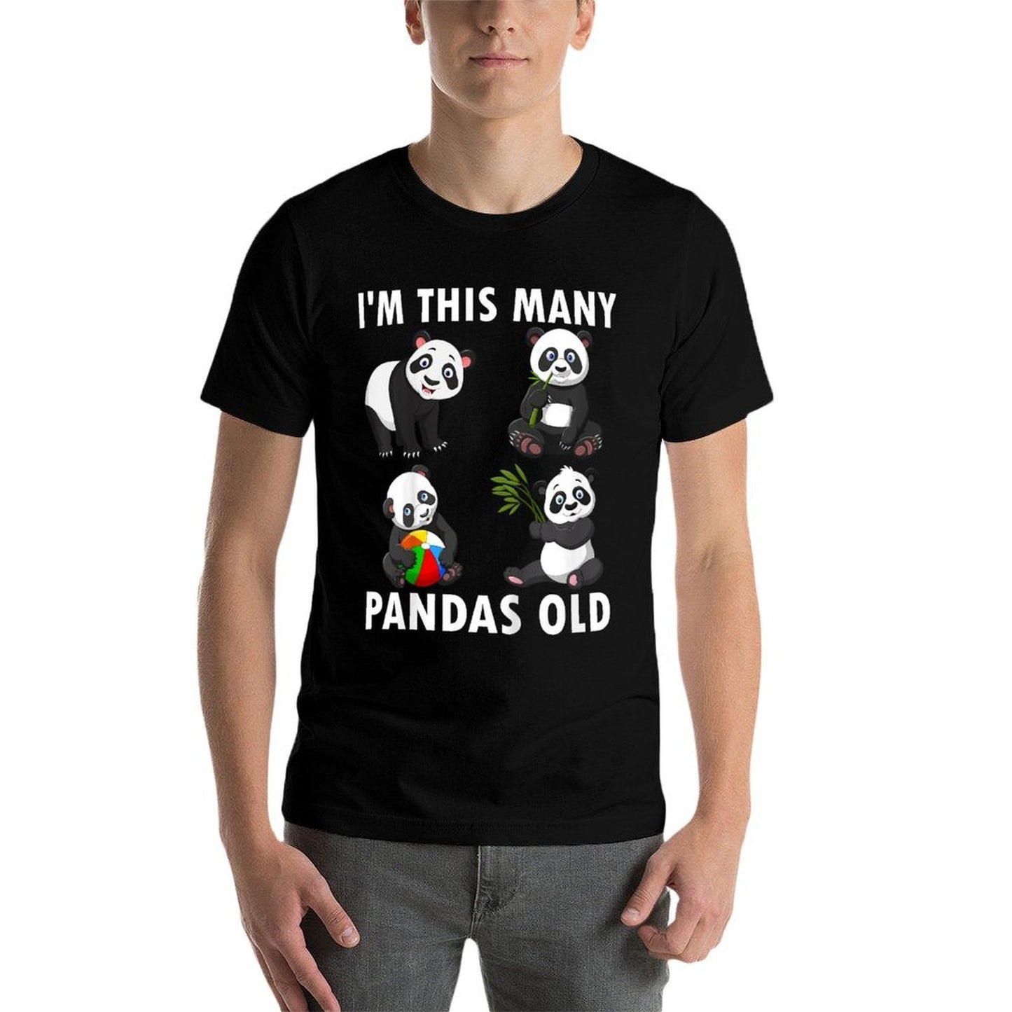 Kids 4 Year Old Boy Pandas Old 4th Birthday Kids  Heathered Texture T-Shirt
