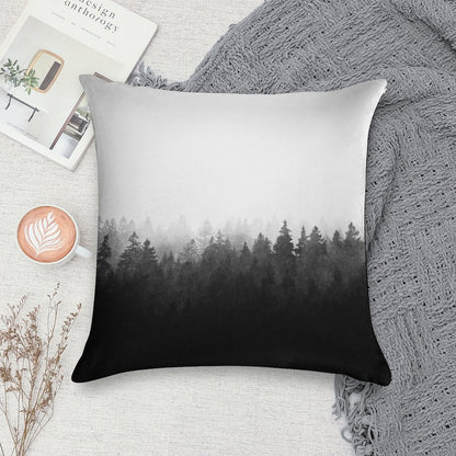 A Wilderness Somewhere  Misty Romantasy Fairytale Ghostwood Forest With Cascadia Trees Covered In Magic Light And Fog Soft Shrink-Resistant Throw Pillow