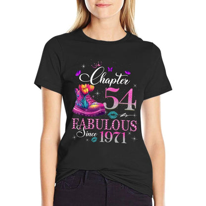 Chapter 54 Fabulous Since 1971 54th Birthday Queen Diamond  Rolled Sleeves T-Shirt