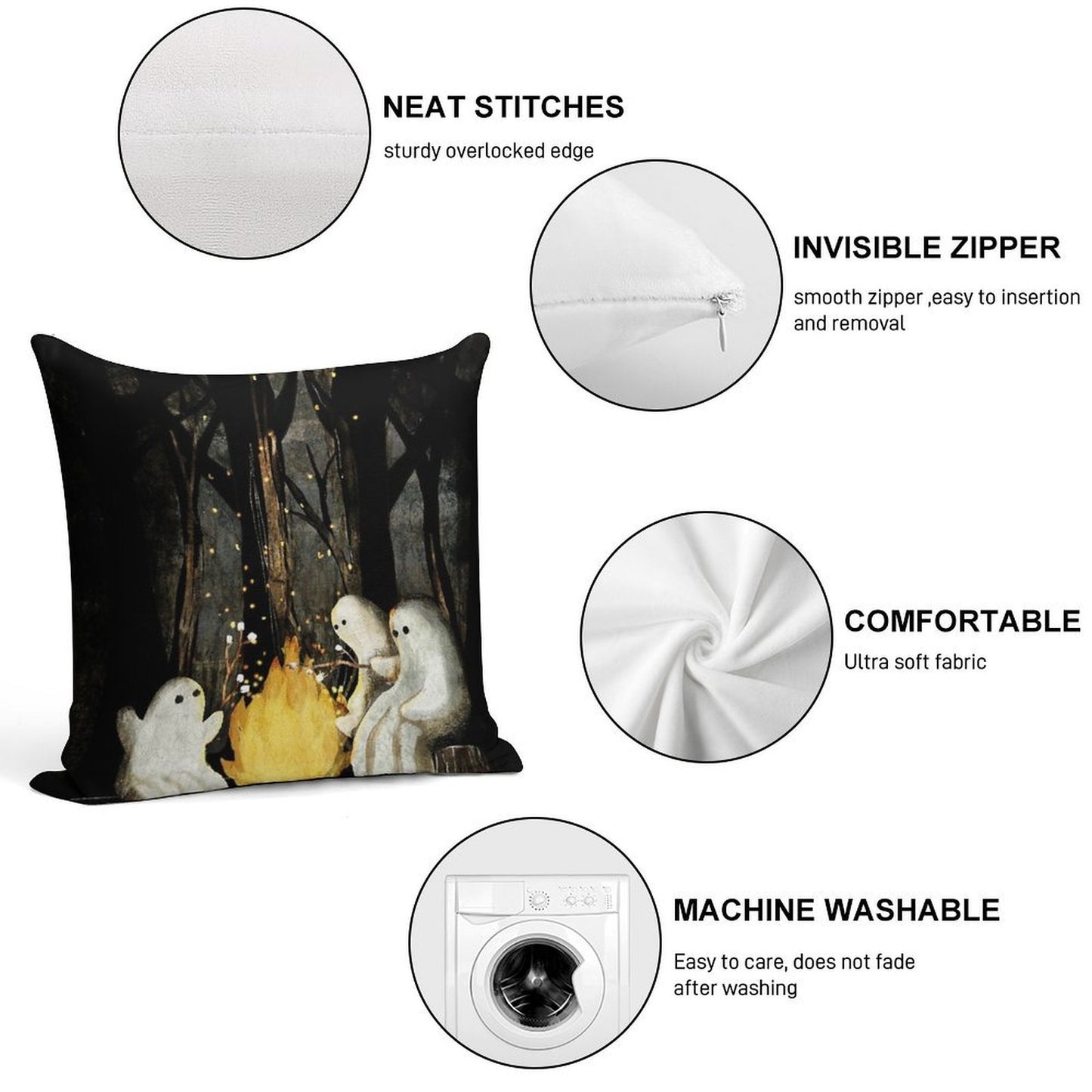 Marshmallows And Ghost Stories Soft Durable Construction Throw Pillow
