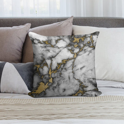 Grey Marble Gold Streaks Phone Case Cover Soft Gift Ready Throw Pillow
