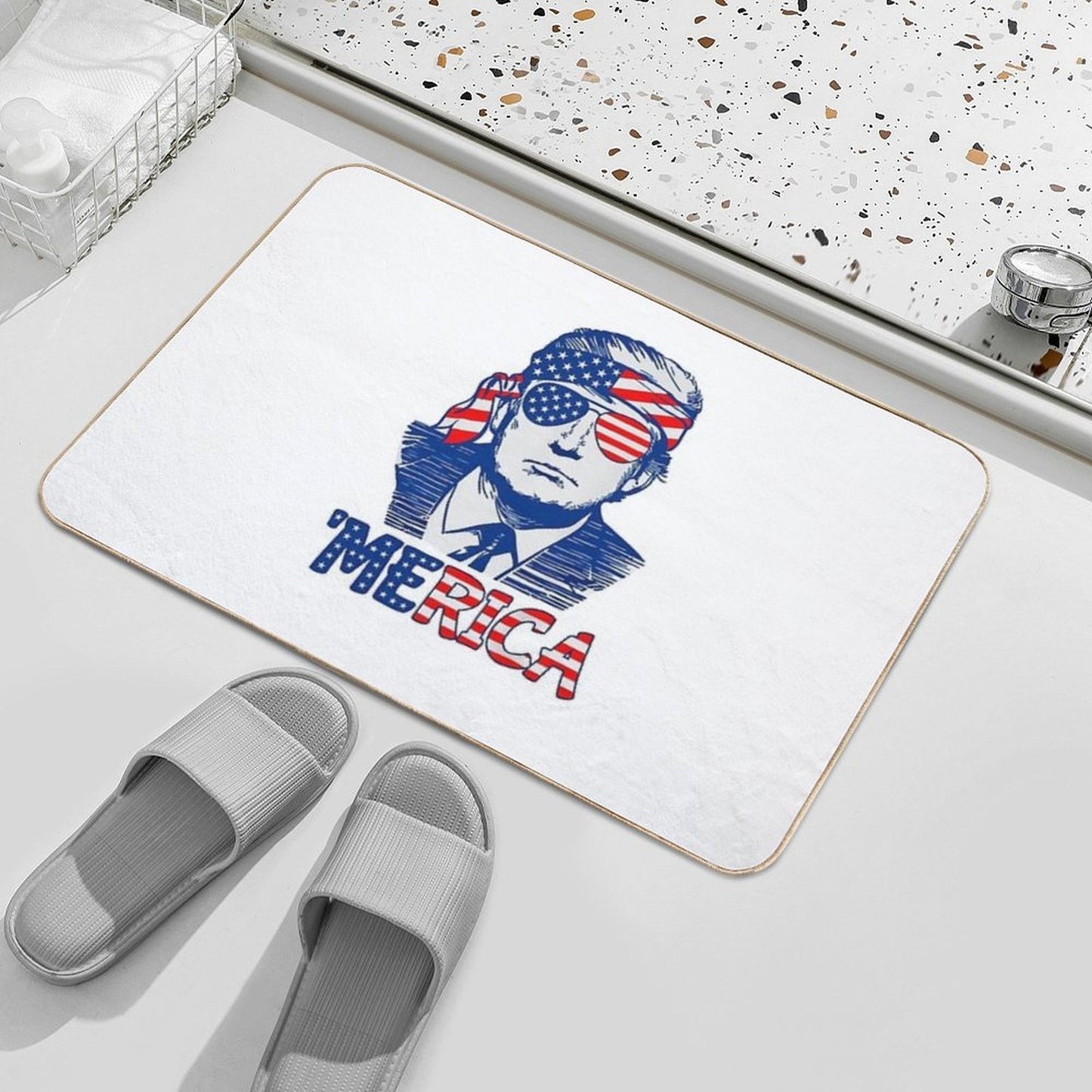 Merica Donald Trump 4th Of July Patristic American Flag  High-Traffic Bath Mat