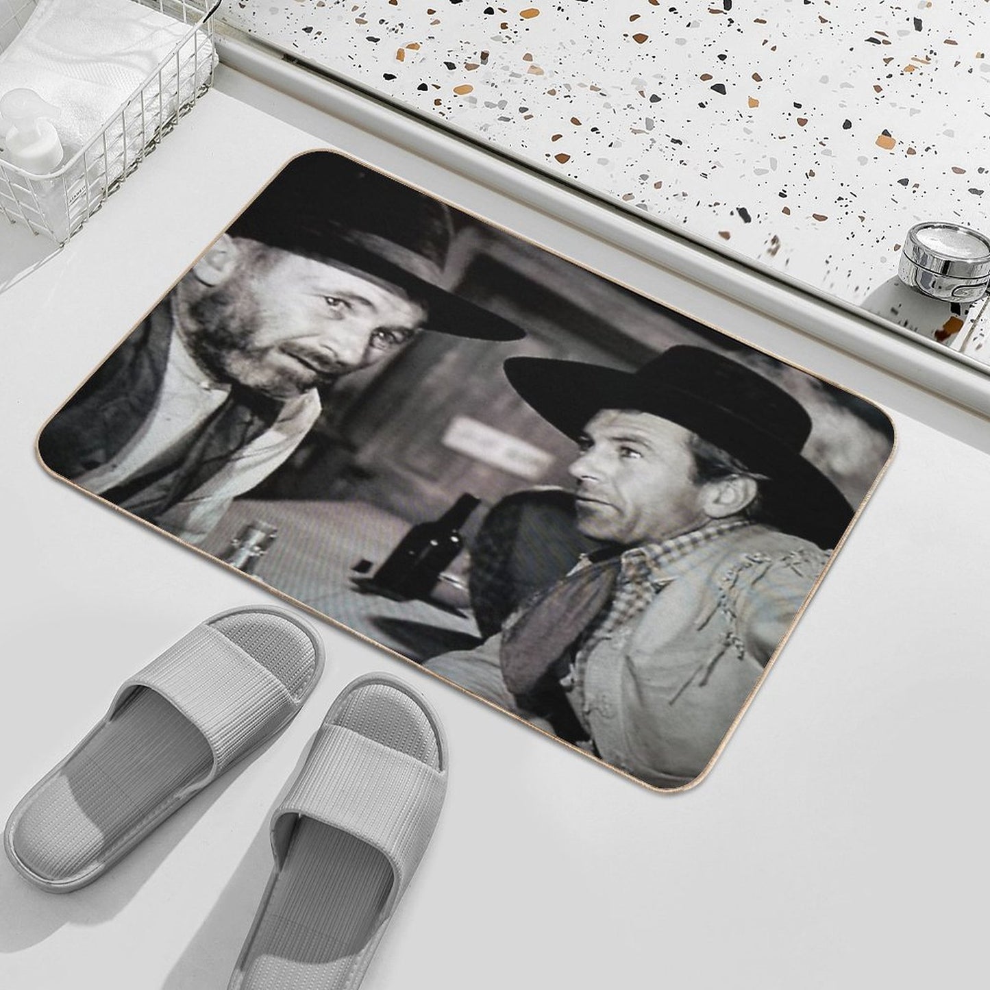 Gary Cooper And Walter Brennan in The Westerner  Easy Maintenance Bath Mat