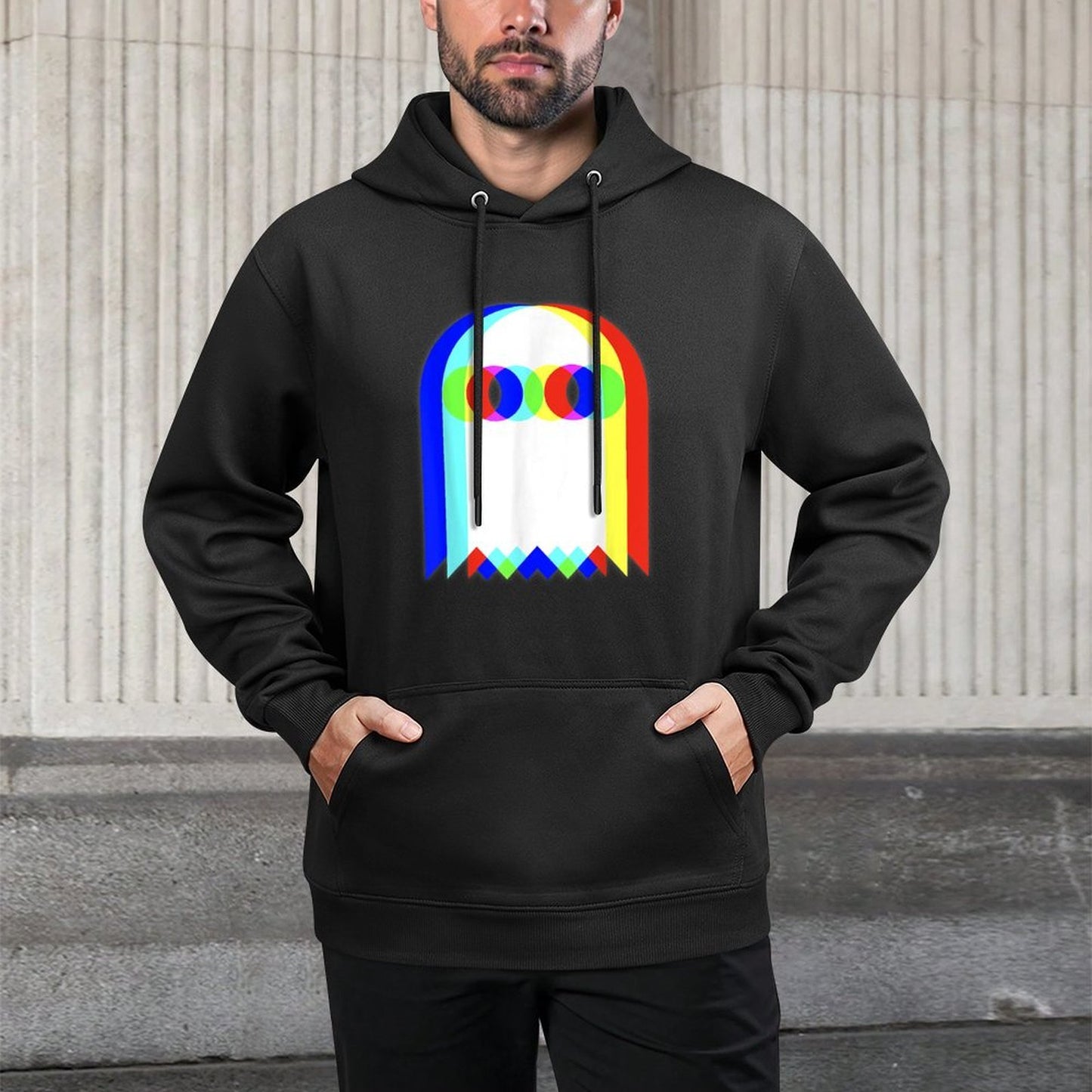 Threadrock Vaporwave Psychedelic Ghost Retro Halloween Techno EDM Unisex Adults Kids Customizable Surface Hoodie