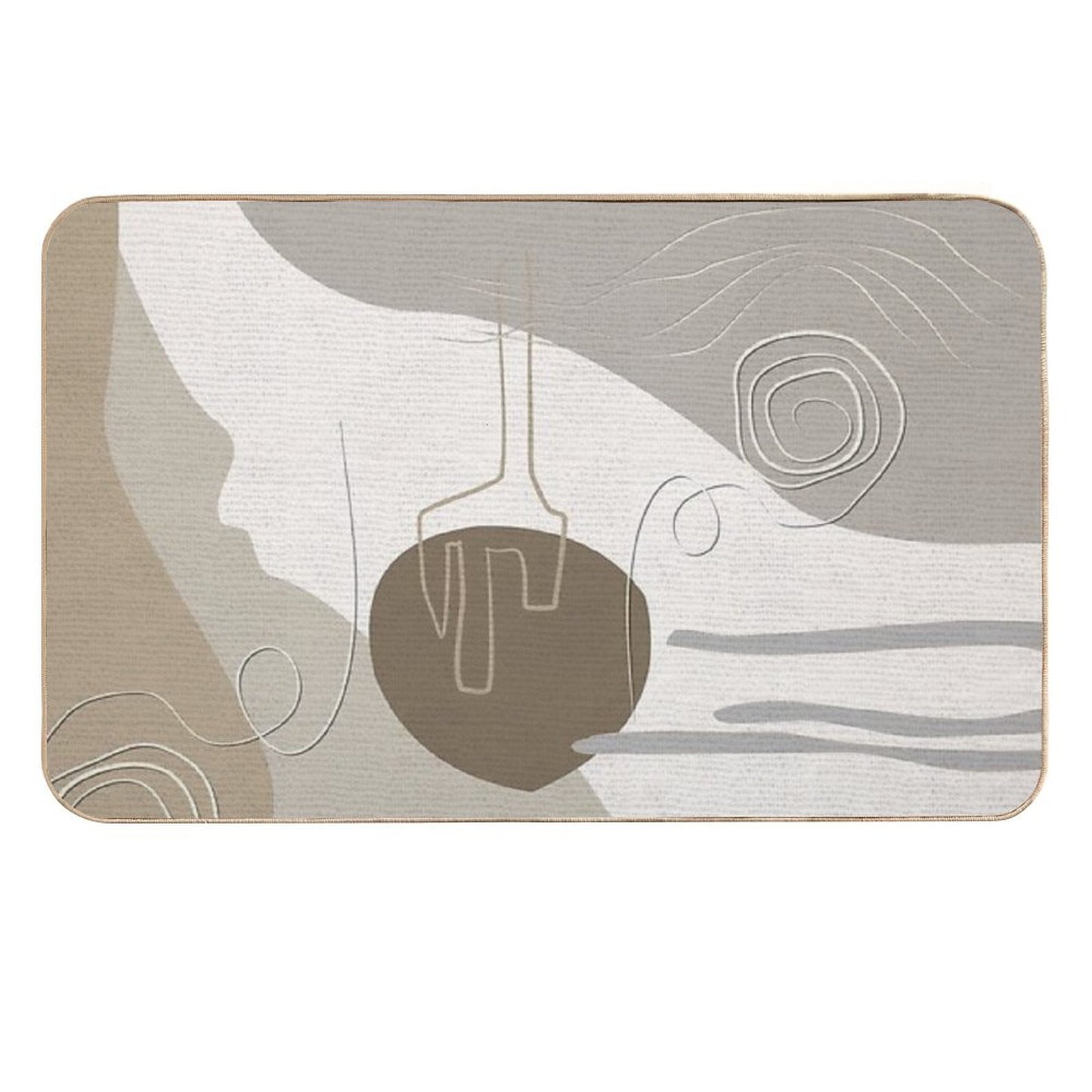 Abstract - Go with The Flow 2 in Beige  Long-Lasting Bath Mat