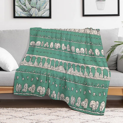 Castles And Colonnades — Turquoise Easy Care Throw Blanket