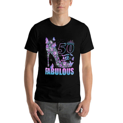 Butterflies High Heels 50 & Fabulous 50th Birthday  Easy-care T-Shirt