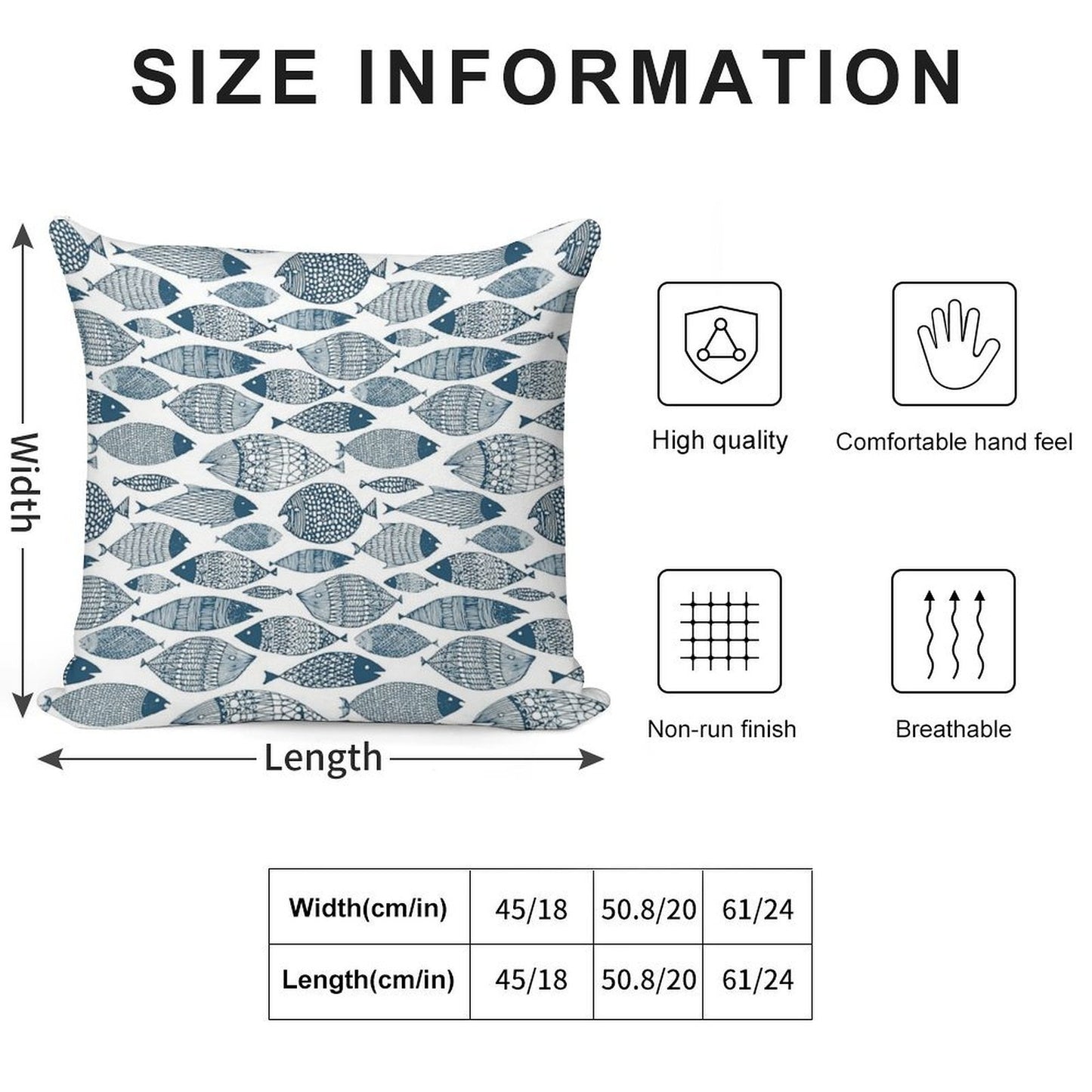 Blue Fish White Soft Warmth Comfort Throw Pillow