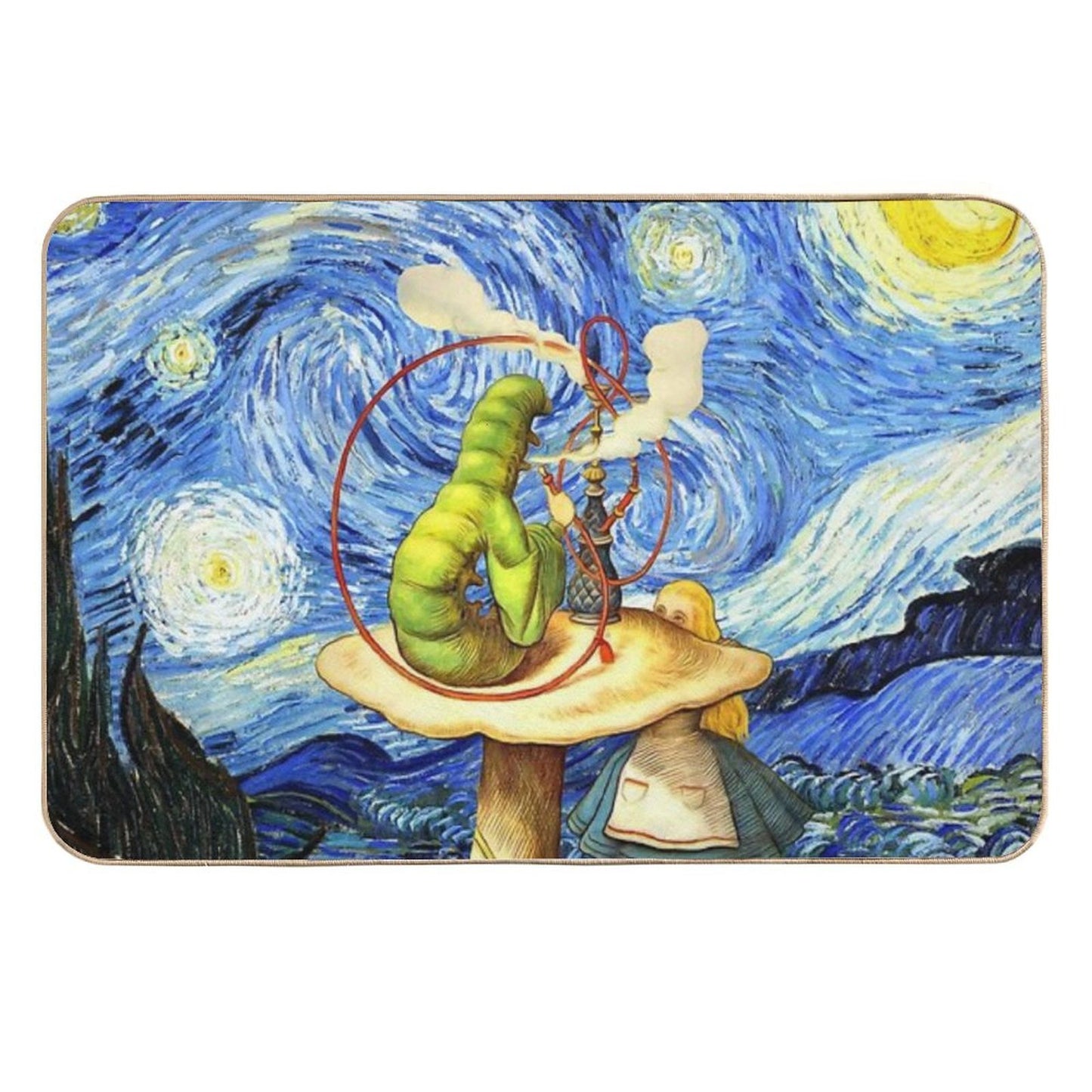 Alice & The Caterpillar Starry Night - Alice In Wonderland  Long-Lasting Bath Mat