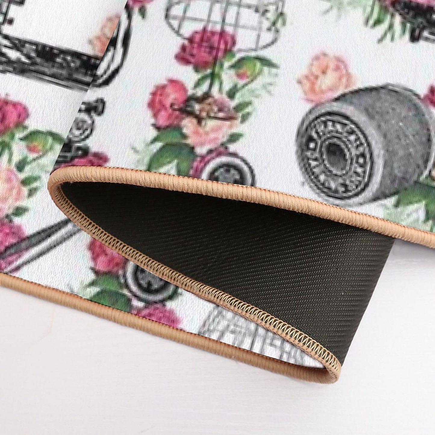 Vintage Sewing Pink Roses  Rapid-Drying Bath Mat