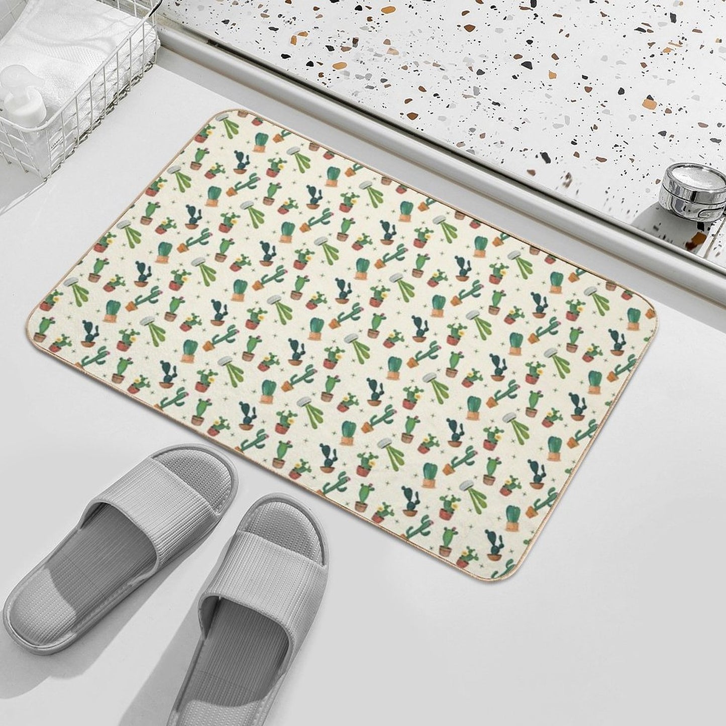 Cute Colorful Cactus Toss Southwest Print  Non-Slip Bath Mat
