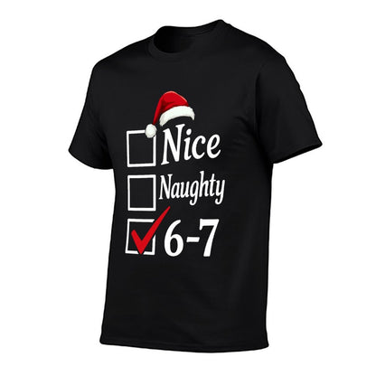 Trendy 6-7 Meme Nice Naughty 67 Christmas Funny Graphic  Heathered Texture T-Shirt