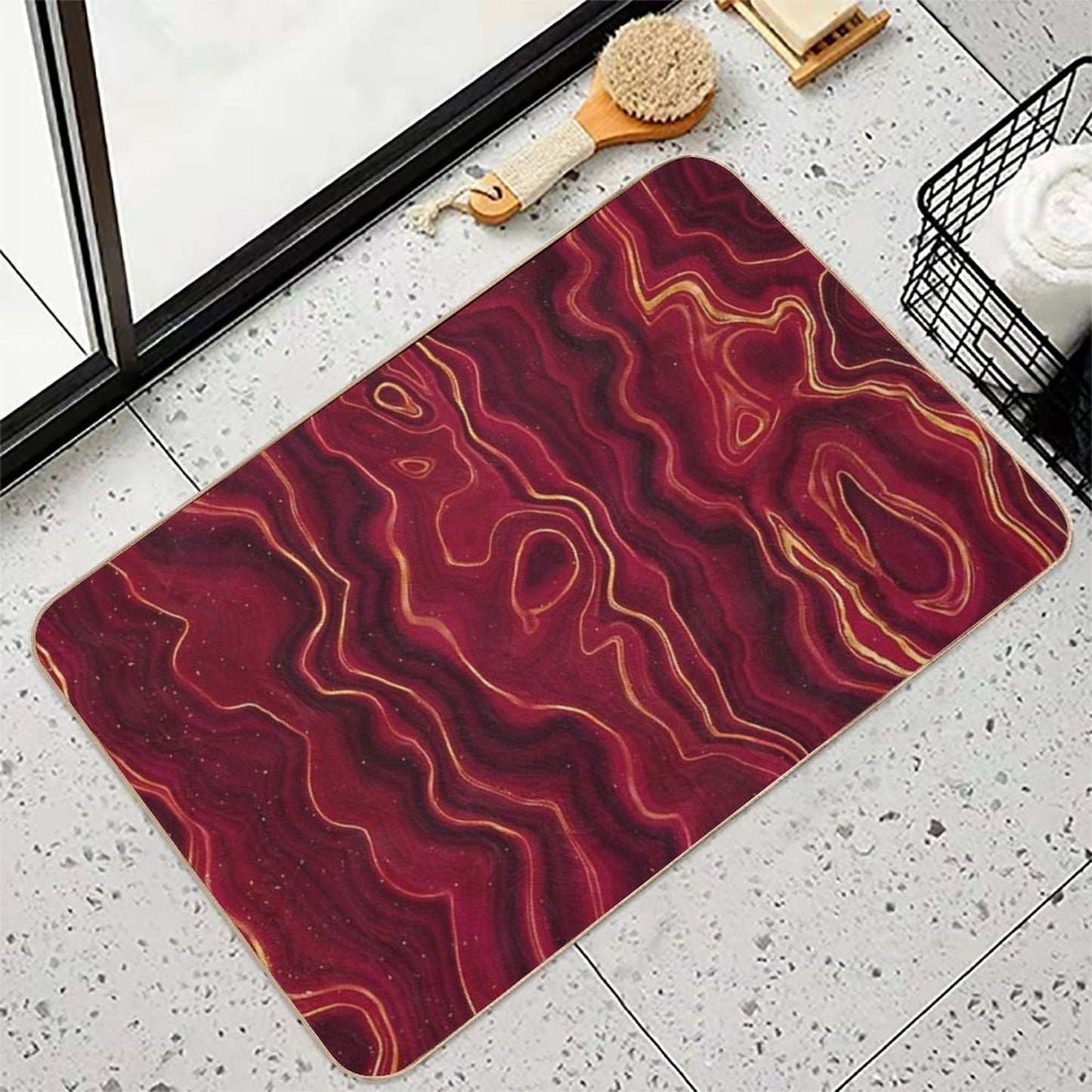 Red Agate Texture 01  Easy To Clean Bath Mat