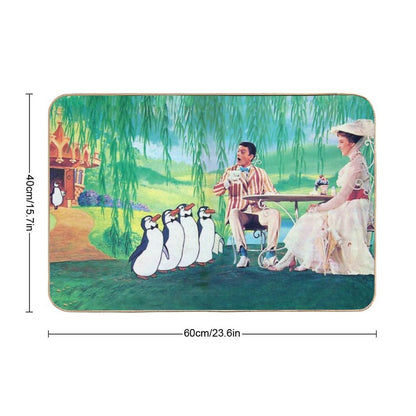 Tea And Cake with Mary Poppins And Bert  Easy Maintenance Bath Mat