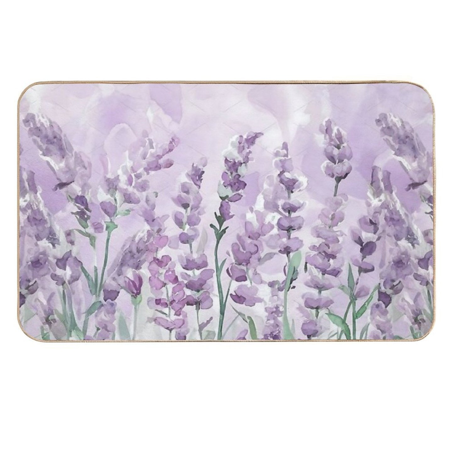 Tender Watercolor Lavender Flowers  Fade-Resistant Bath Mat