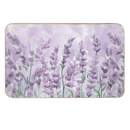 Tender Watercolor Lavender Flowers  Fade-Resistant Bath Mat