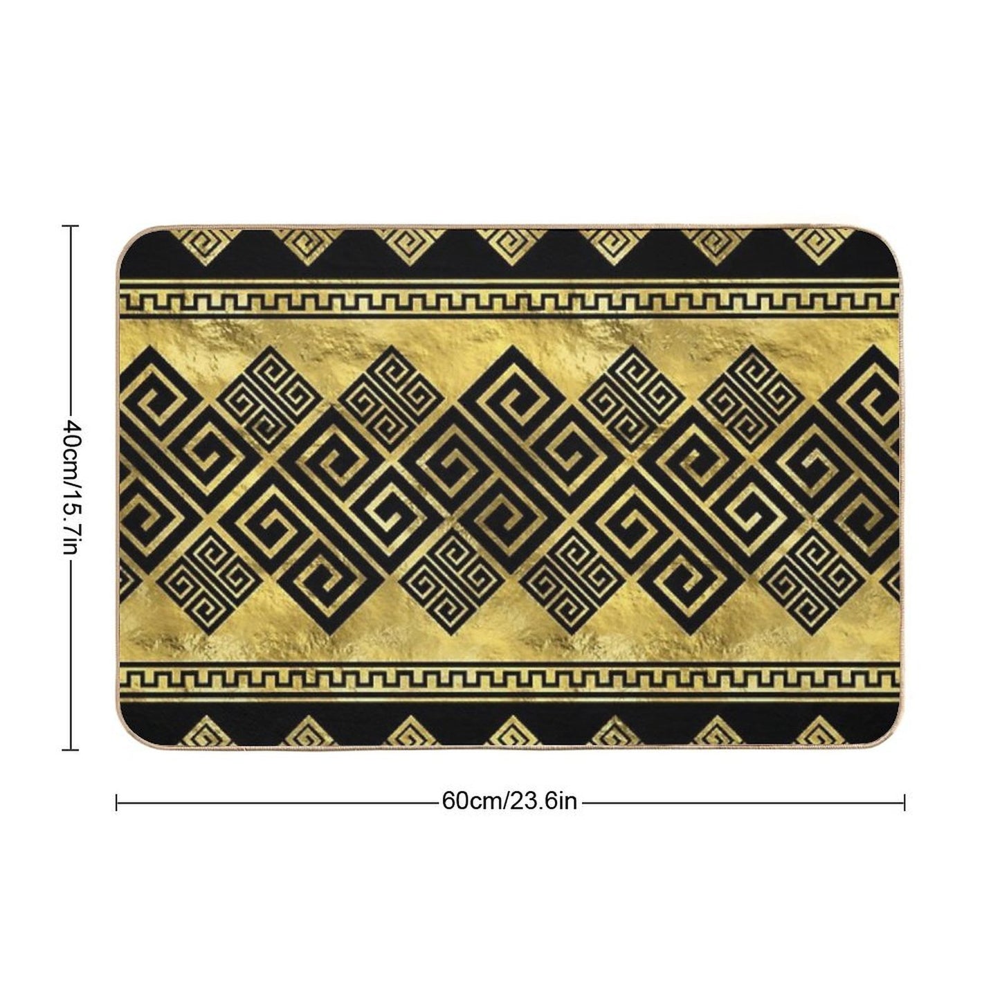 Greek Meander - Greek Key Black And Gold  Easy Maintenance Bath Mat