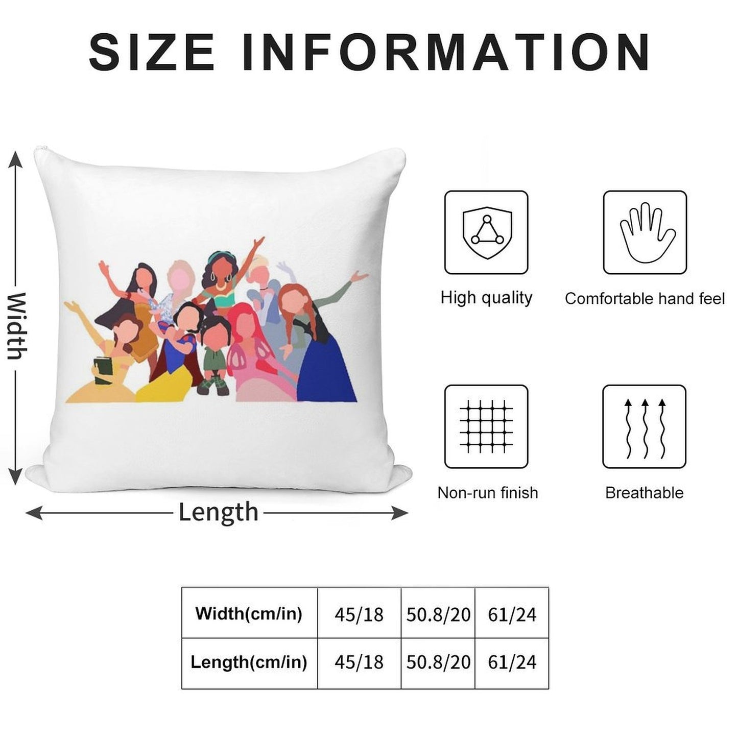 Princesses Soft High-Density Material Throw Pillow