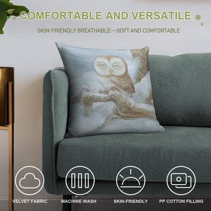 Sleepy Owl Soft High-Density Material Throw Pillow