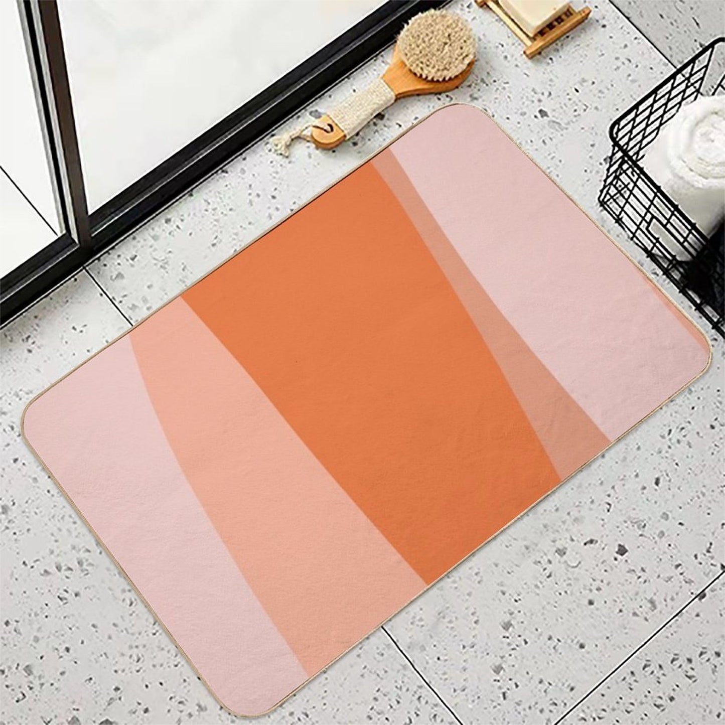 Groovy Tangerine & Strawberry Stripes  Dirt-Trapping Bath Mat