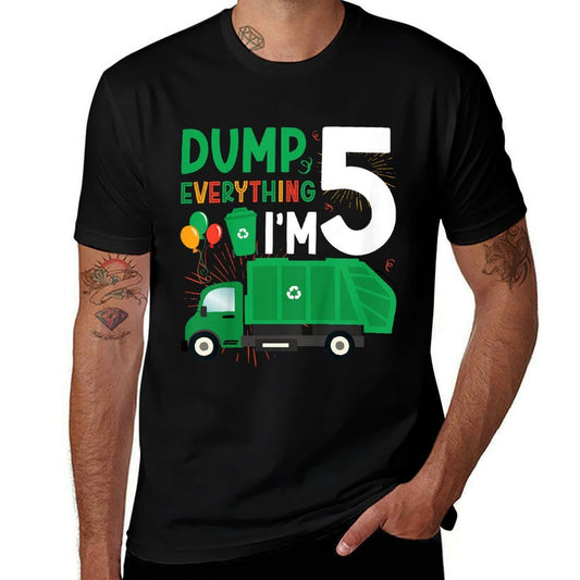 Kids 5th Garbage Truck Birthday Five Year Old Garbage Truck Boy  Easy-care T-Shirt