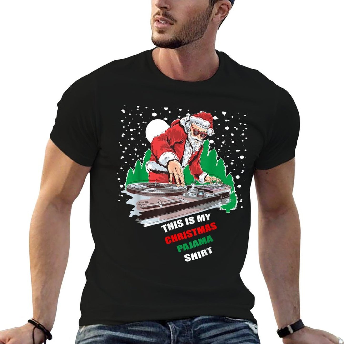 This Is My Christmas Pajama DJ Shirt Funny Merry Xmass  Tagless Design T-Shirt