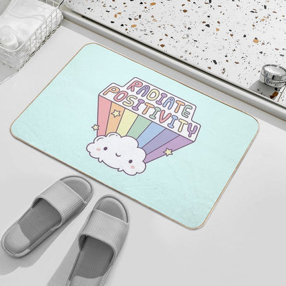 Radiate Positivity, Cute Cloud And Rainbow  Rapid-Drying Bath Mat