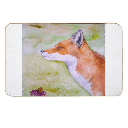 Cute Fox Watercolour in Silent Nature  Eco-Friendly Bath Mat