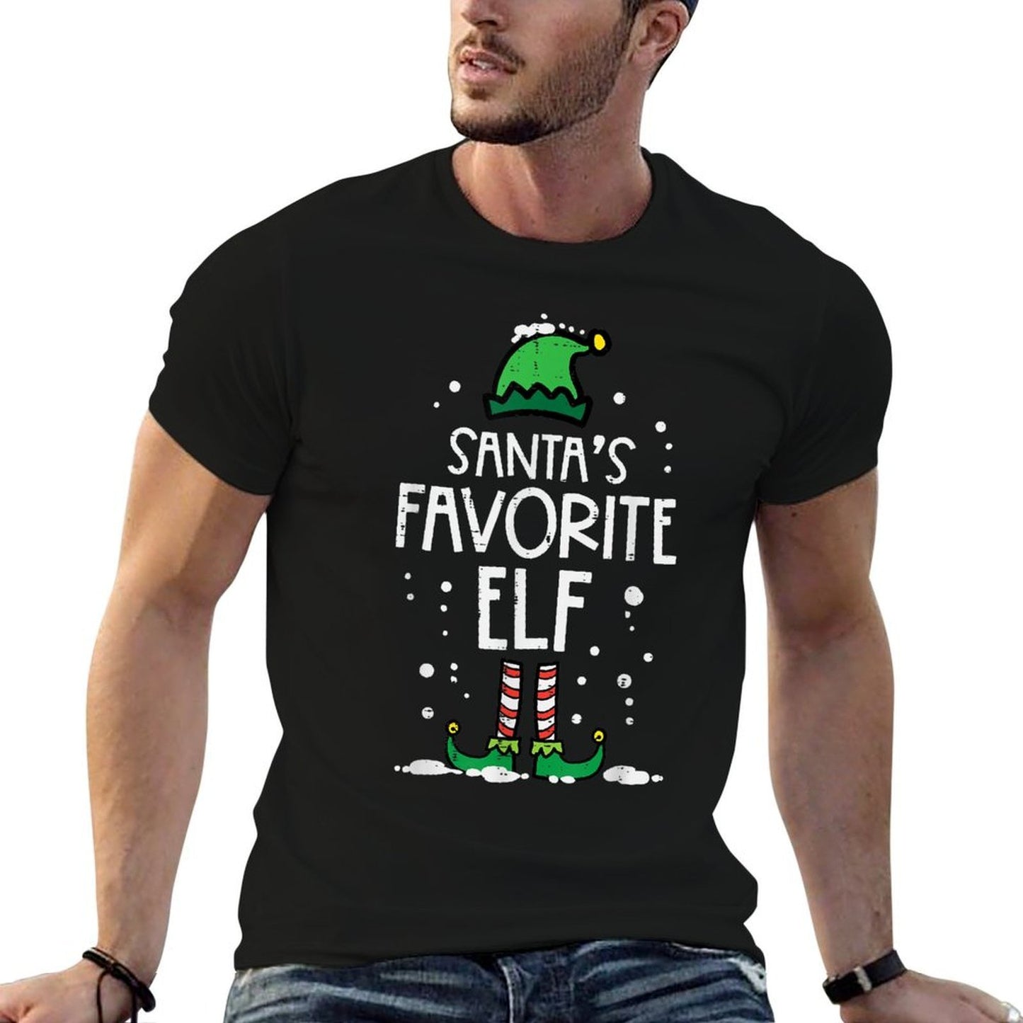 Christmas Santas Favorite Elf Xmas Matching Kids Men Women  Slim-fit Cut T-Shirt