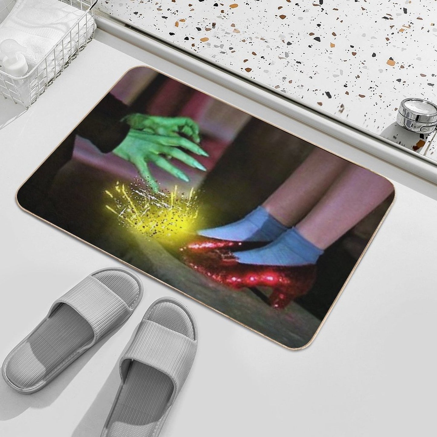 Digital Glitter Edit Wicked Witch Wants Those Shoes Mask  Ruby Slippers  Art Edit  Stain-Proof Bath Mat