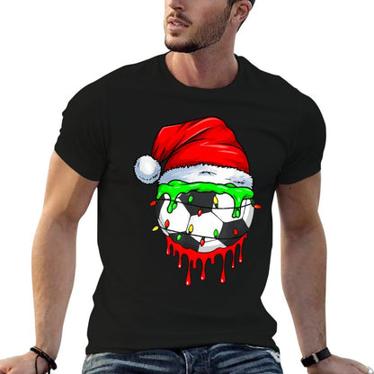 Christmas Soccer Drip for Boys Ice Cream Drip  Oversized Silhouette T-Shirt