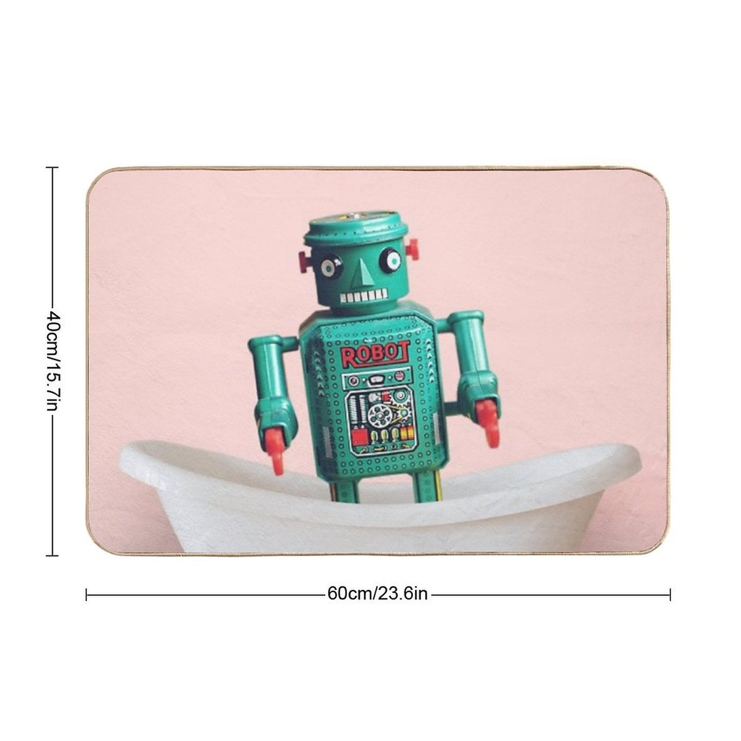 Playing Robot in Bathtub#pink  Odorless Bath Mat