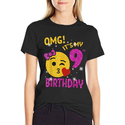OMG It's My 9th Birthday Girl Cute 9 Yrs Old Birthday Party  Vintage-inspired T-Shirt
